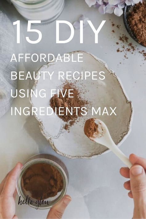 15 DIY beauty recipes using five (affordable) ingredients or less Make Up Recipes, Homemade Makeup Products, Hair Lightening Spray, Baking Soda Face Scrub, Diy Natural Beauty Recipes, Homemade Lip Balm Recipe, 5 Ingredients Or Less, Beauty On A Budget, Baking Soda Face