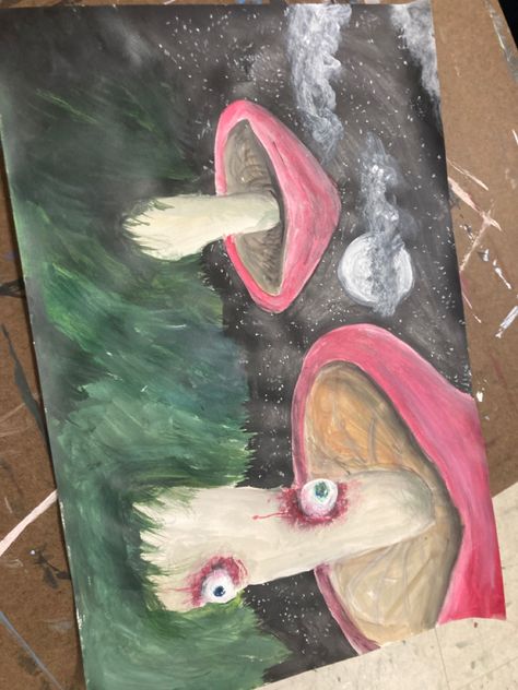 Surealism Art Painting Ideas, Creepy Paintings Aesthetic, Creepy Things To Paint, Grunge Canvas Art, Sideways Paintings, Horror Oil Pastel Art, Creepy Oil Pastel Art, Painting Ideas On Canvas Scary, Aesthetic Art Paintings Grunge