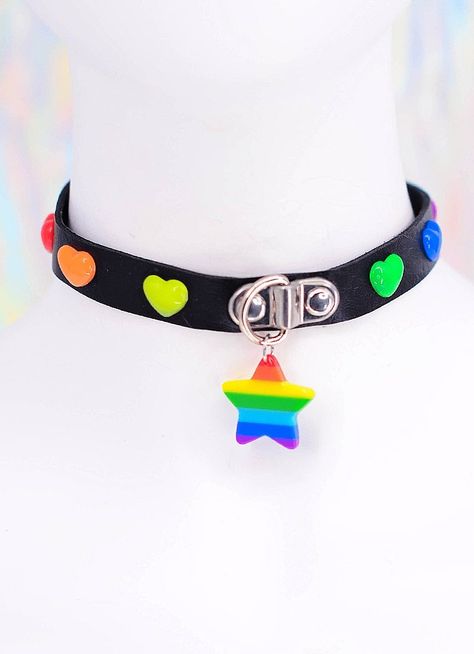 Pride Black Choker Necklace - In Control Clothing Pride Choker, Snk Cosplay, Black Choker Necklace, Rainbow Outfit, Pride Outfit, Rainbow Star, Black Choker, Character Outfits, Star Pendant