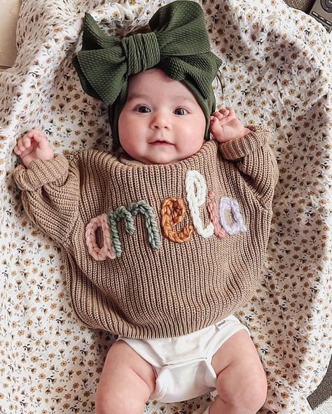 Name Sweater, Baby Name Announcement, Crochet Baby Sweater, Personalized Sweater, Knit Baby Sweaters, Easy Crochet Baby, Dream Baby, Baby Sweater, Boutique Style