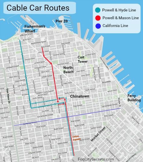 San Francisco cable car route map Sf Cable Car, Cable Cars San Francisco, San Francisco Cable Cars, Sam Francisco, Map Route, North California, Northern California Road Trip, Weekend In San Francisco, San Francisco Vacation