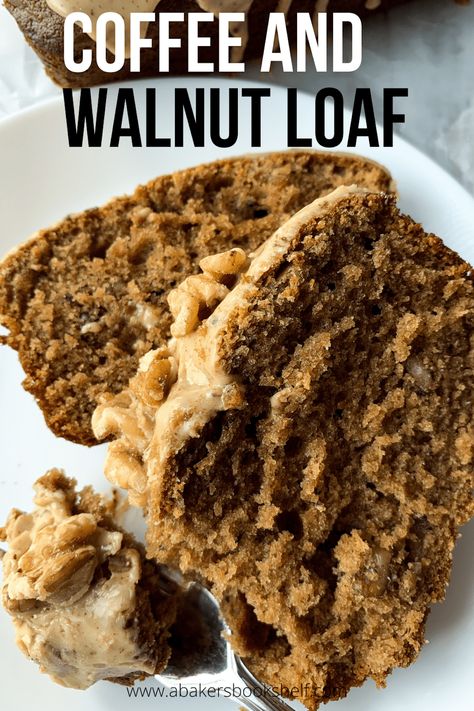 Coffee Walnut Loaf, Coffee Loaf Cake, Walnut Loaf Cake, Cinnamon Bun Cake, Cake Cravings, Malt Loaf, Walnut Loaf, Snacking Cake, Coffee Icing