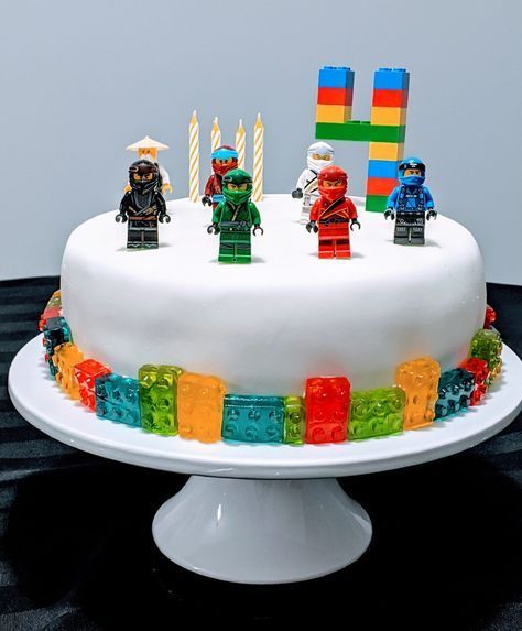 8 Yo Birthday Party Ideas, Ninja Go Cake Lego Ninjago, Lego Ninjago Cake Ideas, Ninjago Lego Cake, Lego Ninja Party, Lego Cake Ideas Boys, Birthday Cake Ninjago, Lego Birthday Cake For Boys, Ninjago Birthday Party Cake