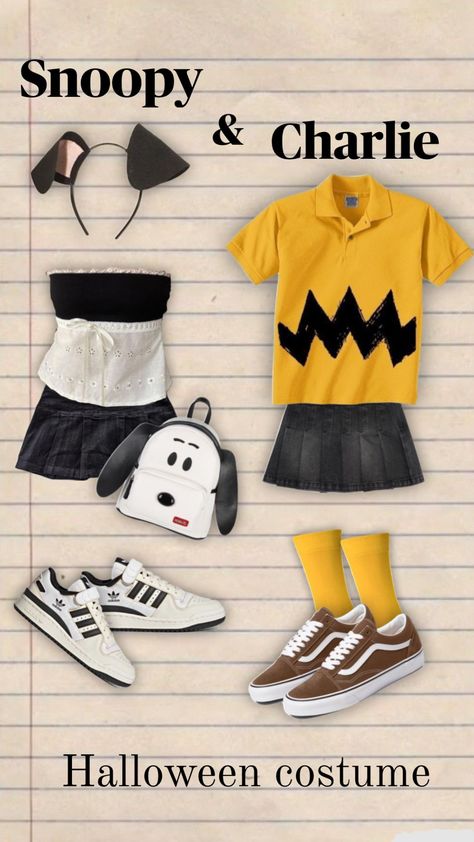 #snoopy #charliebrown #outfitinspo #halloween #fyp #fypshuffle Charlie Brown Halloween Costumes, Teenage Halloween Costumes, Halloween Costumes Ideas, Matching Halloween Costumes, Classy Halloween Costumes, Bff Halloween Costumes, Trio Halloween Costumes, Women Halloween Costume, Snoopy Halloween