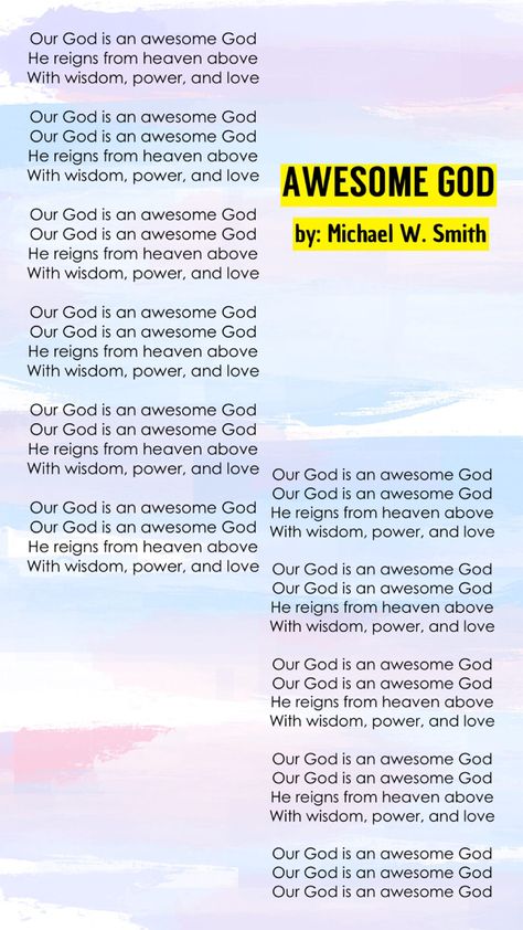 Our God Is An Awesome God Lyrics, Praise And Worship Songs Lyrics, God Lyrics, Christian Music Playlist, Gospel Song Lyrics, Hymn Print, Hymn Sheet Music, Worship Praise, Christian Lyrics