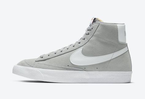 Nike Blazer Mid 77 Suede Light Smoke Grey CI1172-004 Release Date Nike Blazer Mid 77 Colors, Nike Mid Blazer, Nike Blazer Shoes, Blazer Shoes, Tenis Converse, Steve Maddens, Nike Blazer Mid 77, White Shoes Sneakers, Nike Blazer Mid