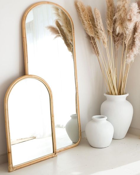 Bamboo Arch, Arch Mirrors, Arched Mirrors, Rattan Bed, Colored Mirror, Bedrooms Ideas, Arched Mirror, Arch Mirror, Massage Room