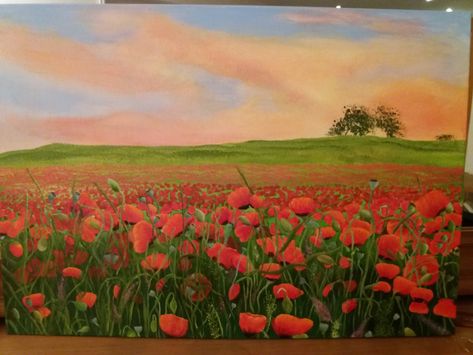 Field Of Roses Drawing, Rose Field Drawing, Rose Field Painting, Field Of Flowers Painting Easy, Flower Field Painting Easy, Field Of Roses Painting, Flower Field Painting, Sunset Flower Field Painting, Paint Field Of Flowers