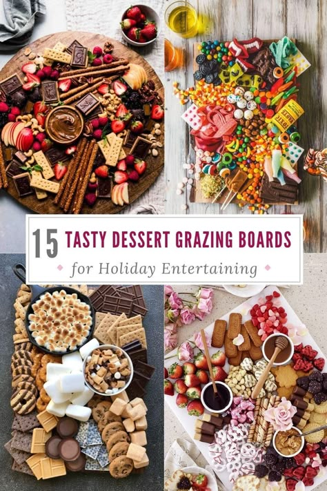 Dessert grazing boards are the perfect way to entertain your guests. They keep them at their seats and make it easy for them to try different desserts without getting up! These tasty dessert grazing boards will give you some ideas on setting one up this holiday season. Dessert Sharing Platter, Desserts Board Ideas, Sweet Platter Ideas Snacks, Easy Dessert Tray Ideas, Assorted Dessert Platter, Platter Christmas, Grazing Dessert Table, Grazing Board Dessert, Dessert Snack Board