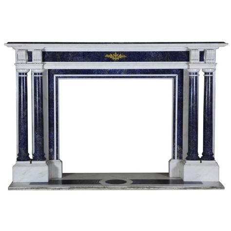 19th Century Blue and white statuary antique fireplace surround mantel 1 Blue Fireplace, French Fireplace Mantel, Italian Fireplace, Limestone Mantel, Antique Fireplace Surround, Statuary Marble, Georgian Fireplaces, Art Deco Fireplace, Country Fireplace