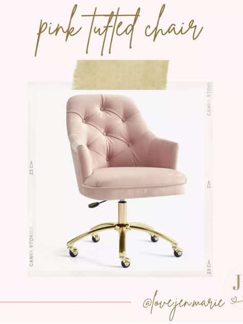 Blush Office Chair, Woman Routine, Girls Desk Chair, Pink Home Office, Pink Desk Chair, Pink Office Chair, Swivel Desk Chair, Feminine Office, Girl Desk