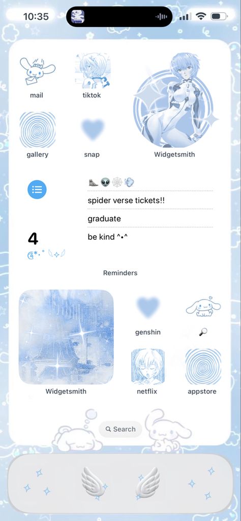 Ios16, ios15, ios14, aesthetic, blue, layout, icon, widget, anime, rei ayanami, cinnamoroll, sanrio, cute, phone, anime, pastel, angel Blue And White Ios 16, Rei Phone Theme, Cinnamoroll Phone Layout, Cute Layout Iphone, Pastel Blue Widgets, Anime Ios 16 Layout, Cybercore Phone Theme, Blue Phone Widget, Blue Aesthetic Homescreen Layout