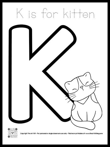 Cute! Letter K is for Kitten Coloring Pages, Dotted Font - The Art Kit K Is For Kitten Craft, Letter K Toddler Crafts, K Is For Kindness Preschool, Letter K Activities For Toddlers, K Is For Craft, K Is For, Letter K Worksheets For Preschoolers, Letter K Crafts For Preschoolers, Preschool Letter K