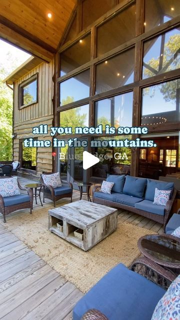 Cabin Rentals Of Georgia on Instagram: "💅🏼 Stay in THE GREAT GETAWAY in Blue Ridge, GA and enjoy the perfect porch for warm weather 🫶🏼 With sleeping accommodations for 16 guests, The Great Getaway has just about every amenity your heart desires! ✨ Leave a comment for the booking link and we’ll send it your way! 🔗

#blueridgemountains #blueridgegeorgia #blueridgemoments #northgeorgiamountains #hikegeorgia #georgialife #placestotravel #wanderlust #travelandleisure #blueridge #blueridgega #northgeorgia #georgiamountains #exploregeorgia #loveblueridgega #logcabin #vacation #cabins #resort #cabinlife #cabininthewoods #interiordesign #luxurycabinrentals #luxurylifestyle #trending #trendingreels #lifestyle #travel #springbreak #springtime" Vacation Cabins, Blue Ridge Georgia, Blue Ridge Ga, North Georgia Mountains, Georgia Mountains, Georgia On My Mind, Luxury Cabin, Cabin In The Woods, North Georgia