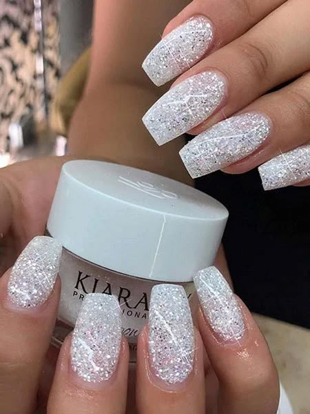 Safe Nails, Nails New Year, Sns Nails Colors, Sky Nails, Sns Nails, White Glitter Nails, Dip Nails, Nail Dip, Bride Nails