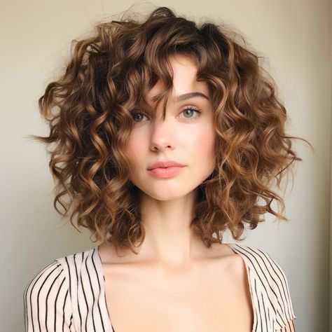 Curly Lob Haircut, Curls Volume, Curly Lob, Messy Bob, Natural Curly Hair Cuts, Curly Hair Photos, Colored Curly Hair, Short Curly Haircuts, Beige Nails