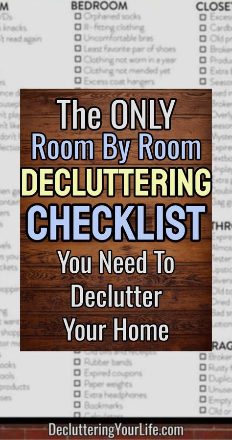 Need a decluttering plan? Not sure where to START? Grab this room by room decluttering checklist and plan to declutter, clean and get seriously organized starting in the best room to declutter FIRST. Declutter Room By Room Checklist, House Declutter Plan, How To Declutter Your Home, Declutter Bedroom Checklist, Declutter And Organize Checklist, Decluttering Plan, Kitchen Clutter Solutions, Declutter List, Get Seriously Organized