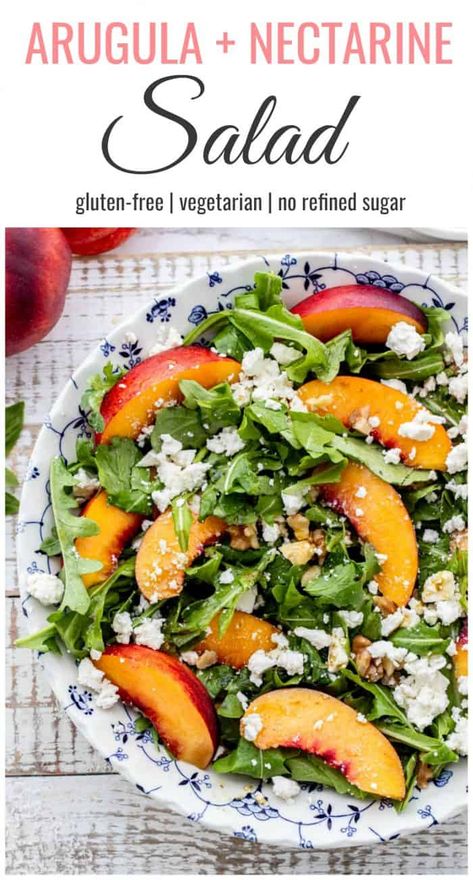 Nectarine Salad, Salad For Summer, Nectarine Recipes, Arugula Salad Recipes, Healthy Recipies, Summer Salad Recipes, Health Dinner Recipes, Nectarine, Easy Delicious