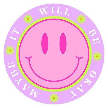 Purple Smiley Face, Okay Sticker, It Will Be Okay, Bucket Hat Design, 60s Style, Be Okay, Gen Z, Hats For Sale, Pink And Purple