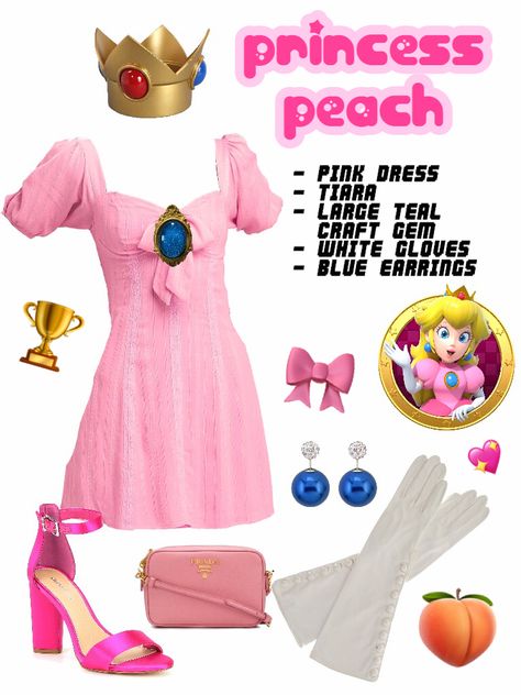 Diy Princess Peach Costume, Princess Peach Costume Diy, Princesa Peach Cosplay, Halloween Easy Diy, Princess Peach Halloween Costume, Princess Peach Halloween, Costume Mario, Easy Diy Costume, Mario Halloween Costumes