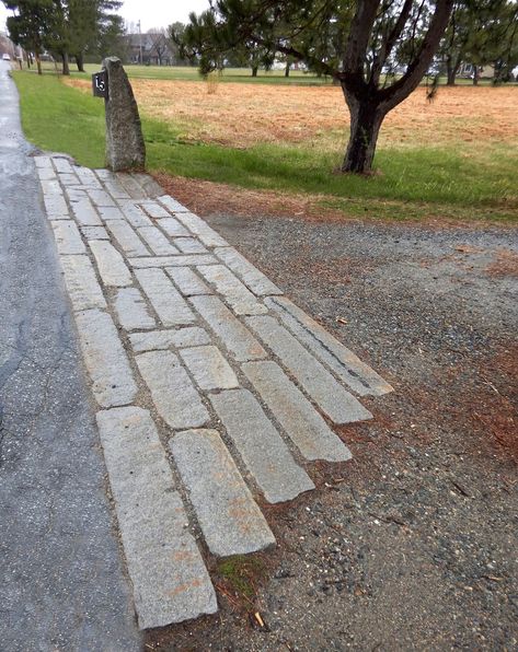 Driveway Apron Ideas, Cobblestone Driveway Apron, Granite Driveway, Driveway Apron, Entrance Landscaping, Driveway Entrance Landscaping, Cobblestone Driveway, Crushed Granite, Woodland Retreat