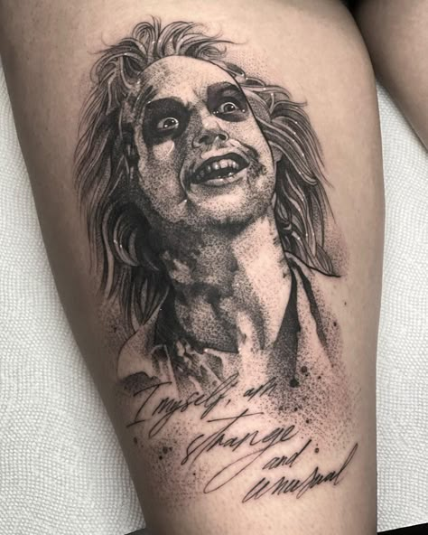 #beetlejuice #beetlejuicetattoo #blackandgreytattoo #lydiadeetz Beetlejuice Tattoo Stencil, Bettle Juice Tattoo Tim Burton, Beetlejuice Tattoo Design, Beatle Juice Tattoo Ideas, Bettle Juice Tattoos, Simple Beetlejuice Tattoos, Tattoo Ideas Beetlejuice, Beetle Juice Tattoos, Cute Beetlejuice Tattoo