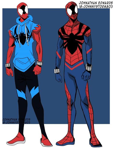 Spiderman Costume Design, Spider Man Suit Ideas, Spiderman Fanart Suit, Scarlet Spider Redesign, Spider Verse Art Style, Spiderman Oc Suit, Spider Man Design, Spider Man Suit, Spider Man Oc Male