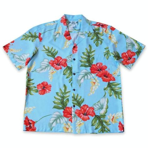 Hawaiian Dresses, Aloha Print, Hawaii Usa, Rayon Shirt, Blue Hawaiian, Island Style, Hawaiian Style, Made Clothing, Aloha Shirt