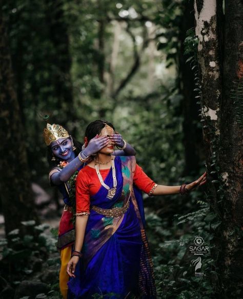 Radha Look Photoshoot, Radha Krishna Photoshoot, Radha Photoshoot Ideas, Radha Krishna Photography, Sivan Picture, Radha Photoshoot, Concept Photoshoot Ideas, Photoshoot Ideas Photography, Janmashtami Photos