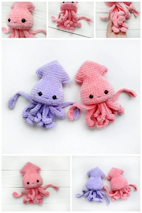 Amigurumi Mama and Baby Octopus Free Pattern-1 – Free Amigurumi Crochet Squid Pattern Crochet, Crochet Squid Pattern Free Amigurumi, Squid Free Crochet Pattern, Cotton Yarn Amigurumi, Amigurumi Squid Free Pattern, Free Amigurumi Crochet Patterns Quick And Easy, Free Quick Amigurumi Patterns, Amigurumi Octopus Pattern, No Sew Crochet Octopus