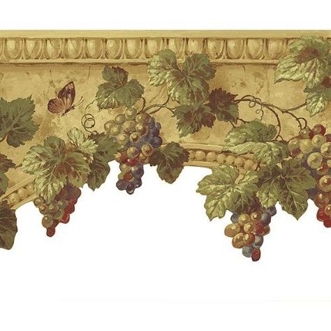 grape wallpaper borders | Grape on Stone Diecut Light Beige Wallpaper Border Light Beige Wallpaper, Tuscan Kitchens, Grape Wallpaper, Grape Kitchen Decor, Grape Decor, Stone Wallpaper, Wall Borders, Macrame Wall Hanging Diy, Texture Wall