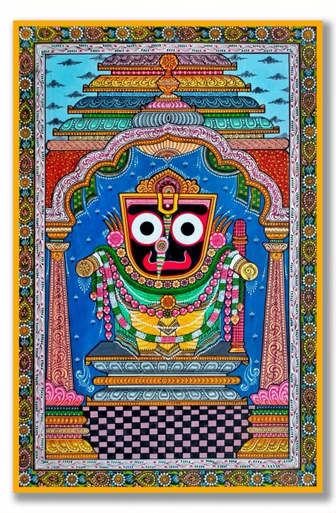 Jaganath Prabhu Mandala Art, Patachitra Paintings Jagannath, Jagannath Madhubani Painting, Krishna Pattachitra Paintings, Pattchitra Painting Borders, Jaganath Prabhu Painting, Patachitra Paintings Design, Jaganath Prabhu Drawing, Pattachitra Art Paintings