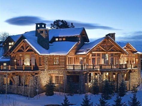 $9.5 million | 171 Peak View, Beaver Creek, Colorado Log Cabins Exterior, Queenslander Architecture, Log Cabin Mansions, Future Restaurant, Luxurious Cabin, Log Cabin Exterior, Cabin Mansion, Vacation Houses, Luxury Cabins