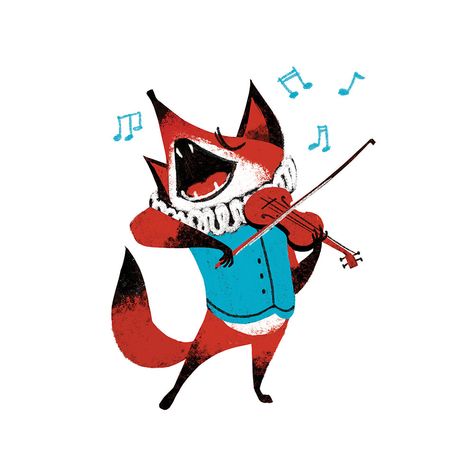 Print of a Fox playing violin and singing. cute silly funny animal giclee art print illustration. colours: light blue, red, white and black by CarolinaBuzio on Etsy https://www.etsy.com/listing/182874202/print-of-a-fox-playing-violin-and Playing The Violin, Fox Character, Violin Art, Fox Images, Fox Art Print, Art Fox, Fox Illustration, The Violin, Fox Art