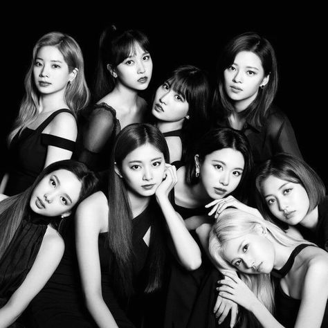 Twice Photoshoot, Twice Group, Photo Grouping, Professional Portrait, Kpop Posters, Black And White Posters, Black And White Aesthetic, Studio Shoot, Cloud 9