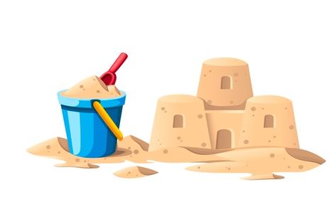 Beach Sand Castles, Pixel Illustration, Castle Cartoon, Castle Clipart, Image Simple, Summer Graphics, Beach Cartoon, Vector House, Castle Illustration