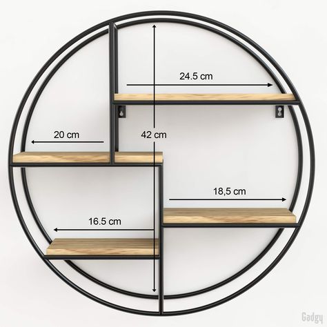 Circle Wall Shelf, Round Wall Shelves, Living Room Industrial, Iron Furniture Design, Steel Furniture Design, Metal Furniture Design, Iron Furniture, Steel Furniture, Metal Shelves