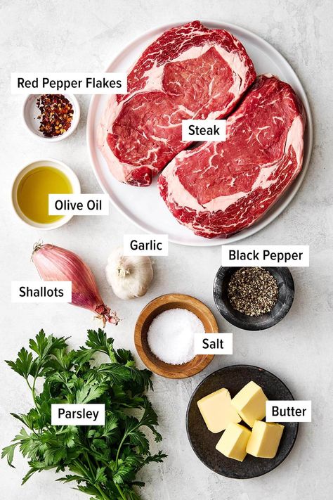 Garlic Butter Steak Bites Butter Appetizers, Pan Seared Ribeye Steak, Pan Seared Ribeye, Seared Ribeye Steak, Butter Steak Bites Recipe, Easy Steak Dinner, Garlic Butter Steak Bites, Strip Steak Recipe, Butter Steak Bites