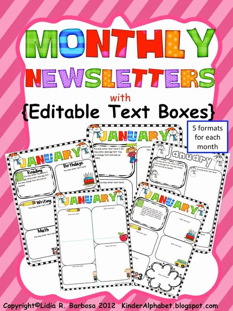 Free Editable Newsletter Templates Fresh Kinder Alphabet — Teacher Resources In English and Spanish Newsletter Template Free, Preschool Newsletter, Parent Teacher Communication, Editable Newsletter Templates, The Kissing Hand, Classroom Newsletter, Newsletter Template, Parent Communication, Beginning Of Year