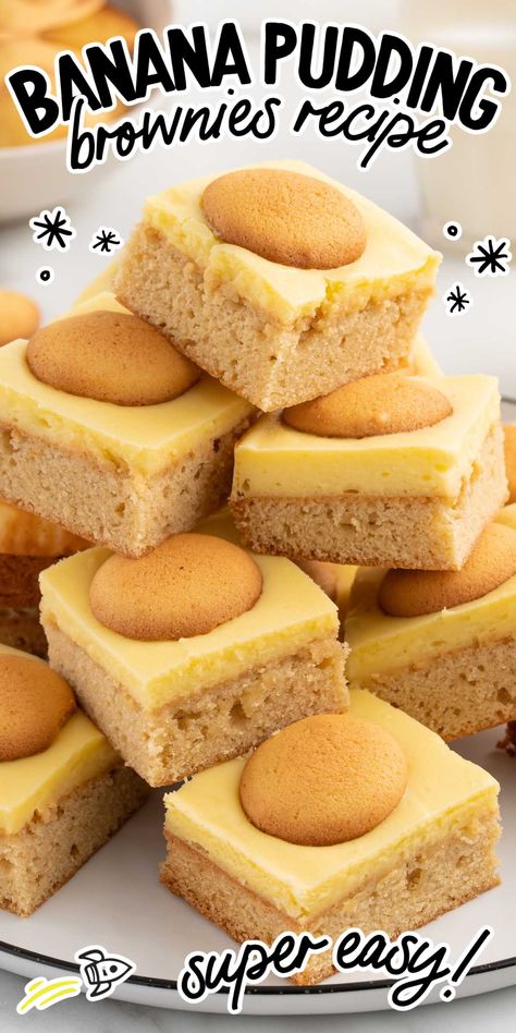 Indulge in the perfect fusion of rich, blondie brownies and creamy banana pudding with these irresistible banana pudding brownies. Banana Pudding Mix Uses, Banana Pudding Ideas, Banana Pudding Bars, Banana Pudding Brownies, Pudding Brownies, Creamy Banana Pudding, Baking Activities, Appetizer Christmas, Banana Pudding Desserts