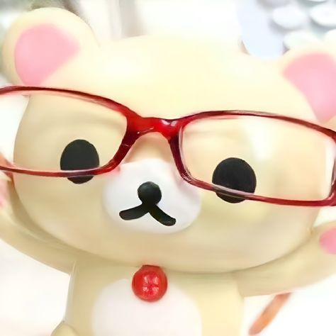 Rilakkuma With Glasses, Cute Memes, Button Crafts, Rilakkuma, Sanrio Characters, Girls In Love, Pink Wallpaper, Cute Photos, Pink Aesthetic