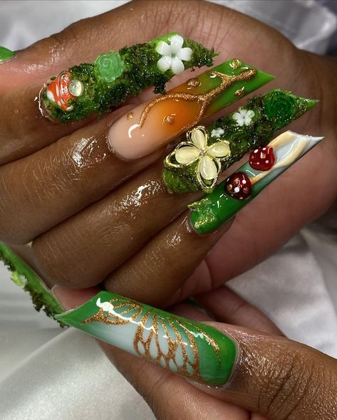 Vision Design, Emerald Nails, Lipstick Nails, Retro Nails, Acrylic Toe Nails, Hippie Nails, Drip Nails, Dope Nail Designs, Exotic Nails