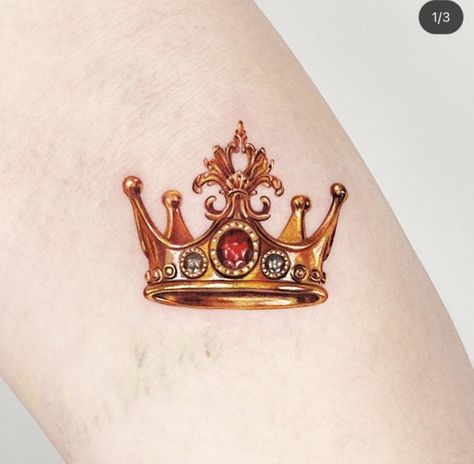 Gold Crown Tattoo, Heart Of Gold Tattoo, King Crown Tattoo, Crown Tattoos For Women, Gold Tattoos, Food Tattoos, Gold Tattoo, Golden Design, Crown Tattoo