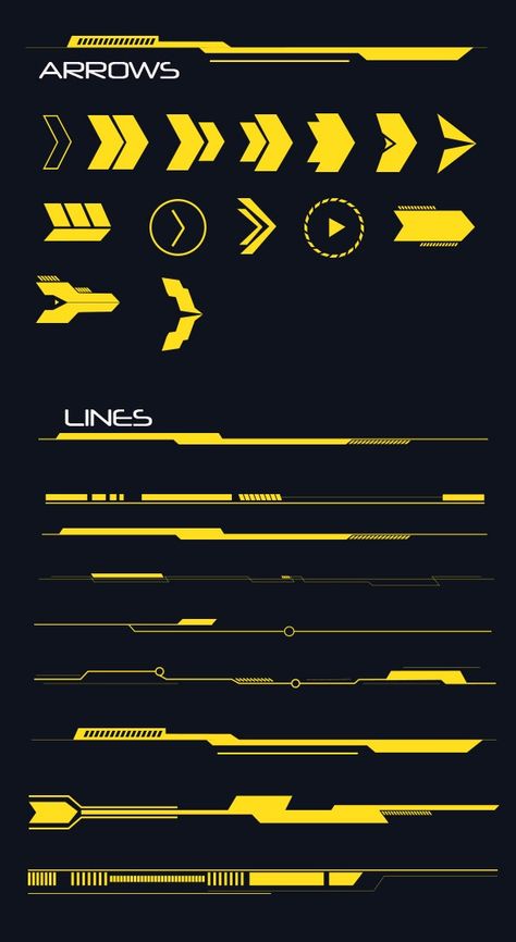 Tech Lines, Hud Design, Photoshop Shapes, Tipografi 3d, Photoshop Patterns, Gfx Design, Cyberpunk Design, Desain Buklet, Game Ui Design