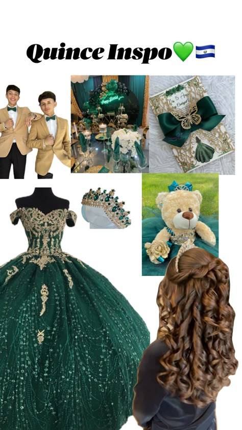 Emerald Green Quinceanera Theme, Enchanted Forest Quinceanera Theme, Long Sleeve Quinceanera Dresses, Sweet 16 Masquerade Party, Green Quinceanera Theme, Quinceanera Dances, Royal Blue Quinceanera, Green Quinceanera Dresses, Mexican Quinceanera