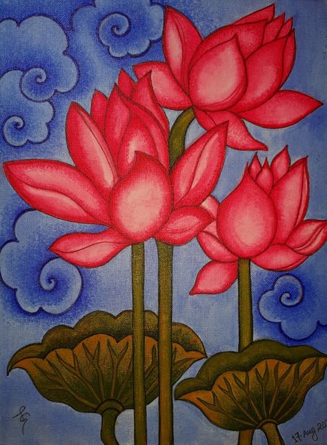 Easy Mural Painting Kerala, Landscape Rangoli, Kerala Mural Painting Outline Sketches, Kerala Painting, Lotus Drawing, Art Competition Ideas, Calendar Designs, Drawing Portraits, Lotus Flower Pictures