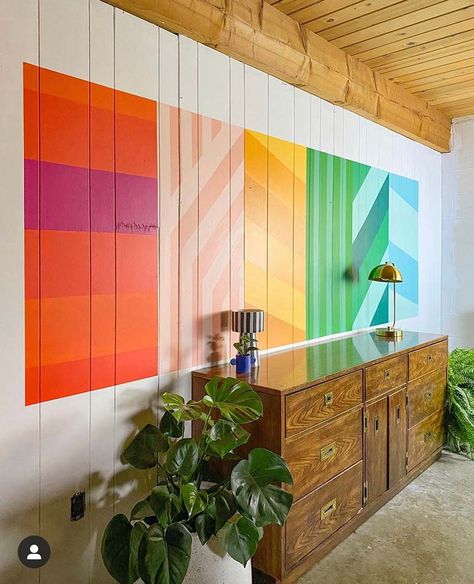 Mural Portfolio - Banyan Bridges Paint On The Wall, Geometric Mural, Playroom Mural, Stairwell Wall, Beach Wall Murals, Wall Murals Diy, Diy Mural, Interior Murals, Garden Mural