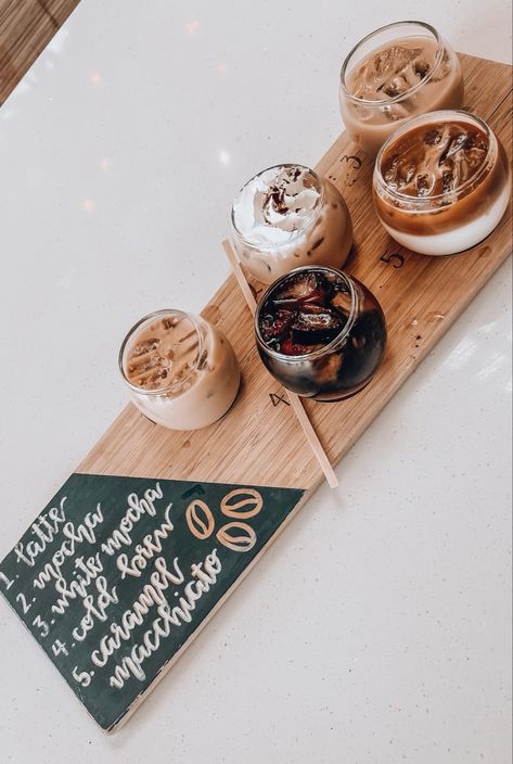 iced coffee in Scottsdale, Arizona Coffee Bistro, Business Coffee Bar, Local Coffee Shop Ideas, Coffee Shop Hangout, Iced Coffee Flight Board, Coffee Flights Ideas, Coffee Shop And Bar, Coffee Shop And Bakery Aesthetic, Coffee Bar Business Ideas