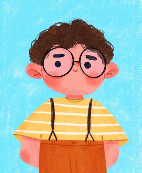 Childrens Illustrations Book, Children Book Illustration Ideas, Kid Illustration Character, Childrens Book Illustrations Characters, Children's Book Illustration Styles, Characters With Glasses, Procreate Illustrations, Kids Branding Design, Human Illustration