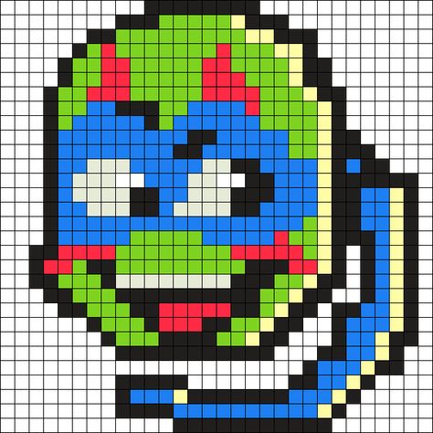 Crumpet's Kandi Patterns - Pony Bead Patterns for Kandi Cuffs | Perler Bead Patterns Tmnt Perler Bead Patterns, Rottmnt Pixel Art, Rottmnt Perler Beads, Tmnt Perler Beads, Leo Rottmnt, Bead Things, Kandi Cuffs, Easy Perler Beads Ideas, Easy Pixel Art